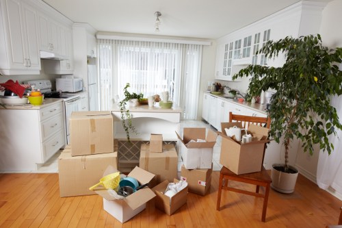 Commercial removals vehicle loading office items for transport
