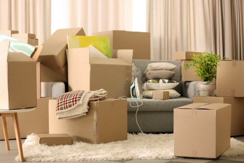 Boxes and moving essentials prepared for a Bounds Green house removal